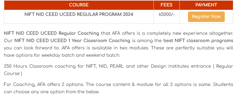 NIFT  REGULAR PROGRAM 2026 - offered by AFA Delhi 