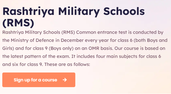 Rashtriya Military Schools (RMS) - offered by Apex sainik Academy Jaipur
