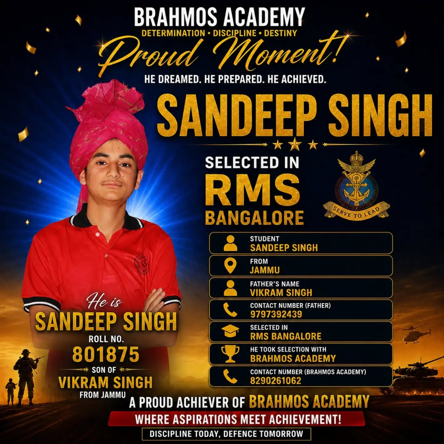 BRAHMOS ACADEMY JAIPUR Topper Student 1 Photo