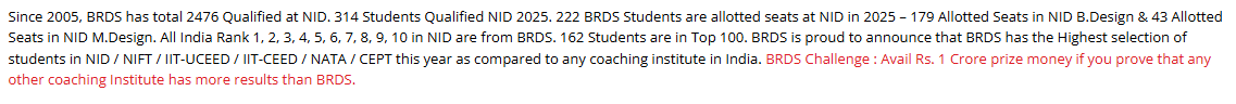 NID DAT Mains ( Studio Test ) & NIFT Situation Test Classroom Coaching 2027 – 2028 - offered by BRDS Gopalpura, Jaipur 