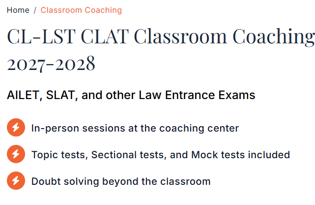 CL-LST CLAT Classroom Coaching 2027-2028 - offered by Career Launcher Nagpur 