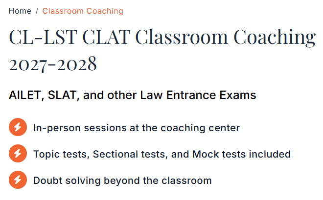 CL-LST CLAT Classroom Coaching 2027-2028  - offered by Career Mentors Nagpur
