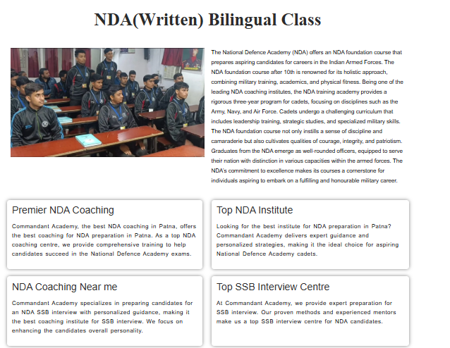 NDA(Written) Bilingual Class - offered by Commandant Academy Patna 