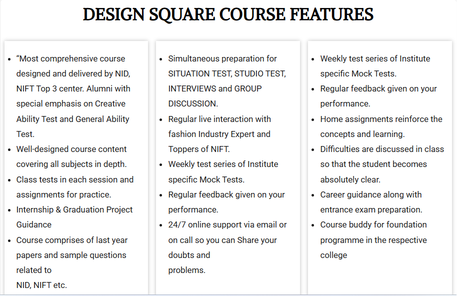 NIFT & NID Offline Courses - offered by Design Square Delhi 