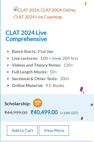 CLAT 2024, CLAT 2024 Online, CLAT 2024 Live Coaching	 CLAT 2024 Live Comprehensive - offered by Endeavor Careers Jayanagar 