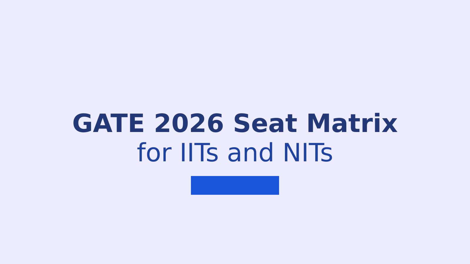 GATE 2026 Seat Matrix for IITs and NITs: Complete Intake and Reservation Details