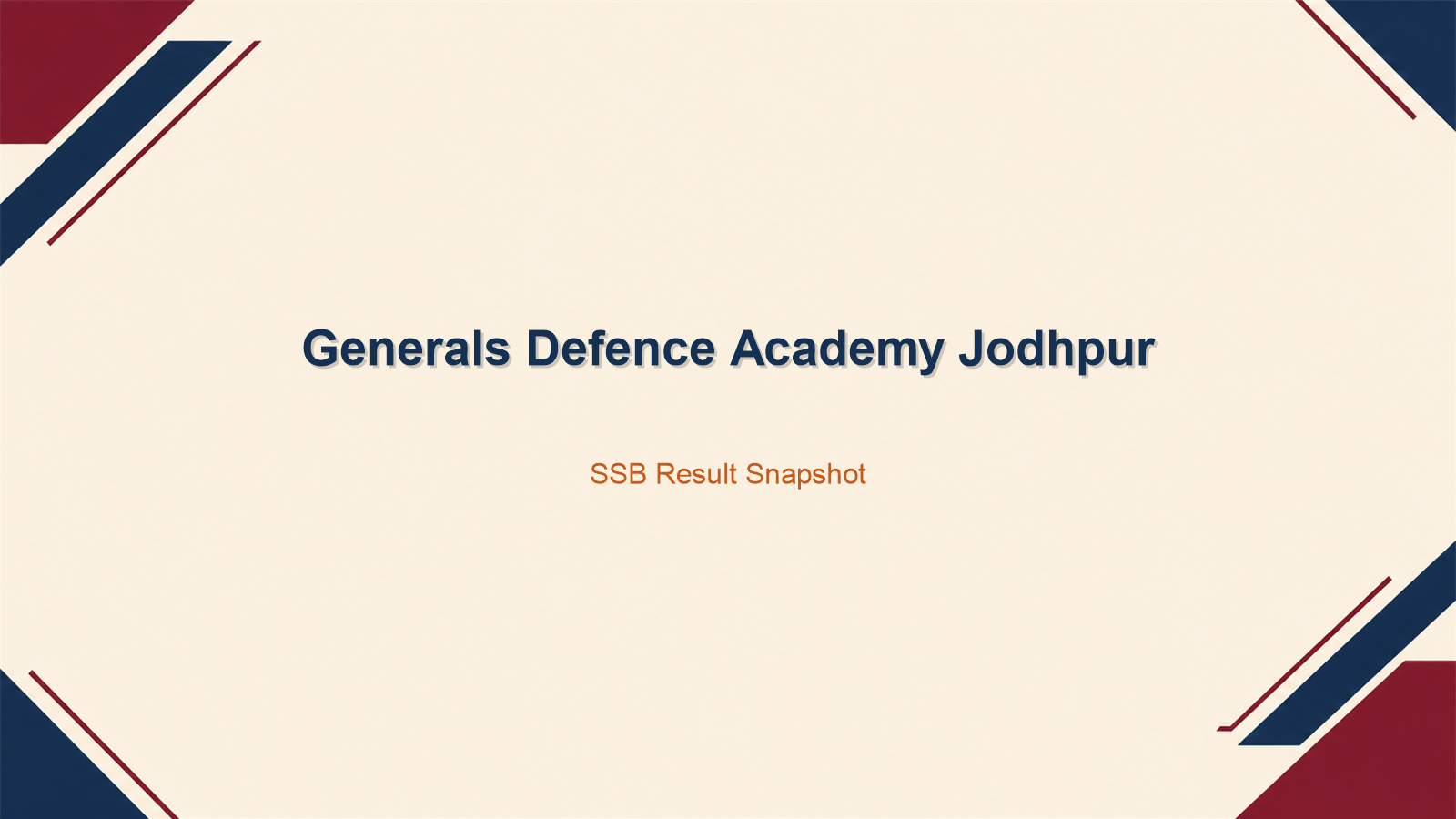 Generals Defence Academy Jodhpur SSB result snapshot