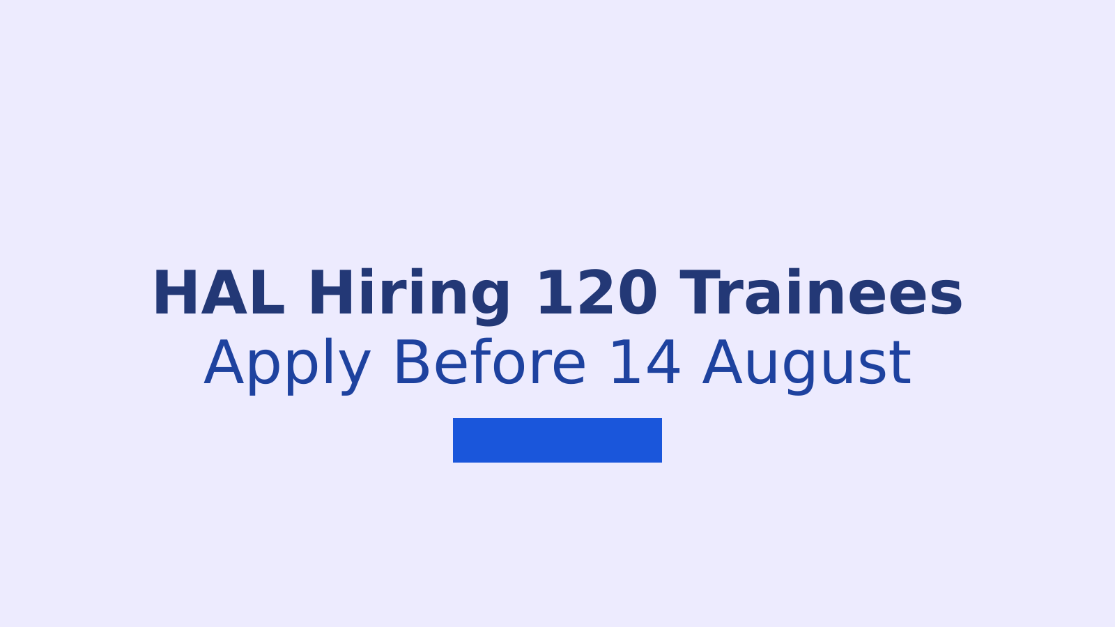 HAL Recruitment 2026: Apply for 120 Trainee Posts