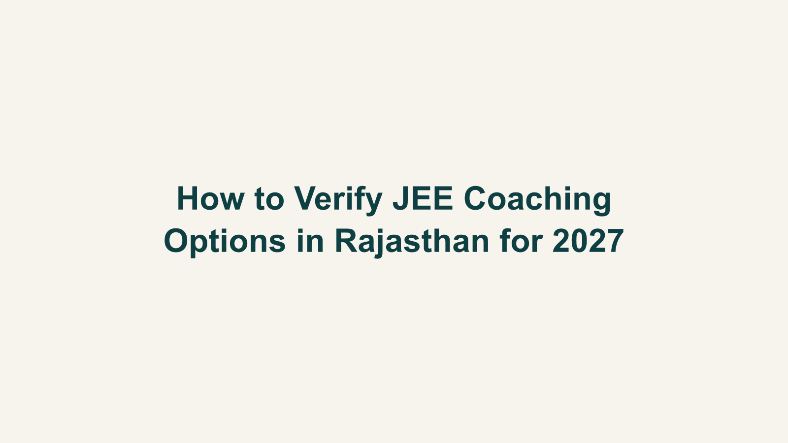 Top 10 JEE Coaching Institutes in Rajasthan for 2027