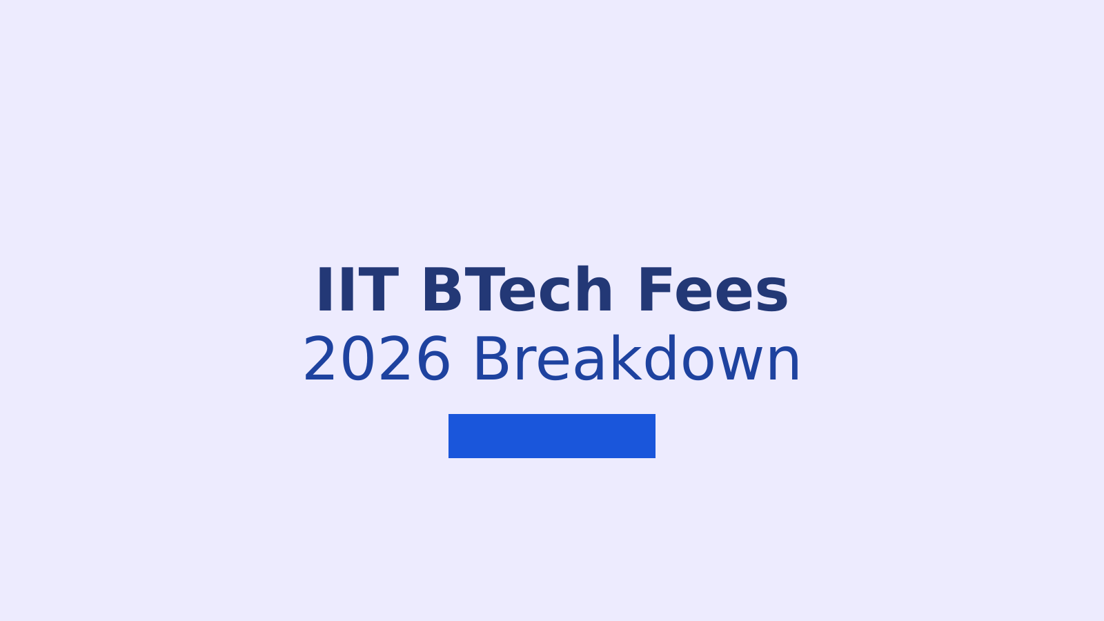 IIT BTech Fees 2026: Complete Breakdown of Tuition and Hostel Charges