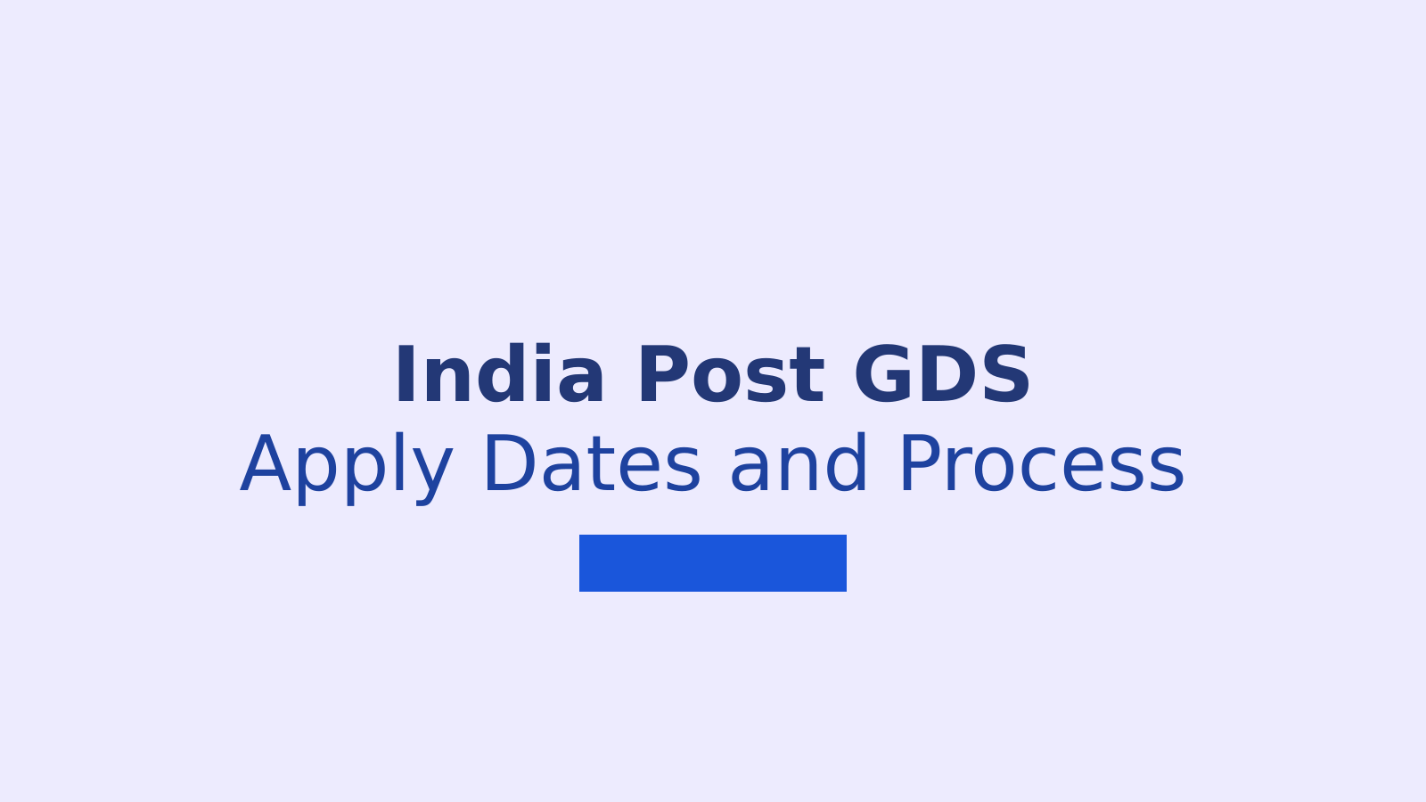India Post GDS Recruitment 2026: Apply Dates, Fees and Process