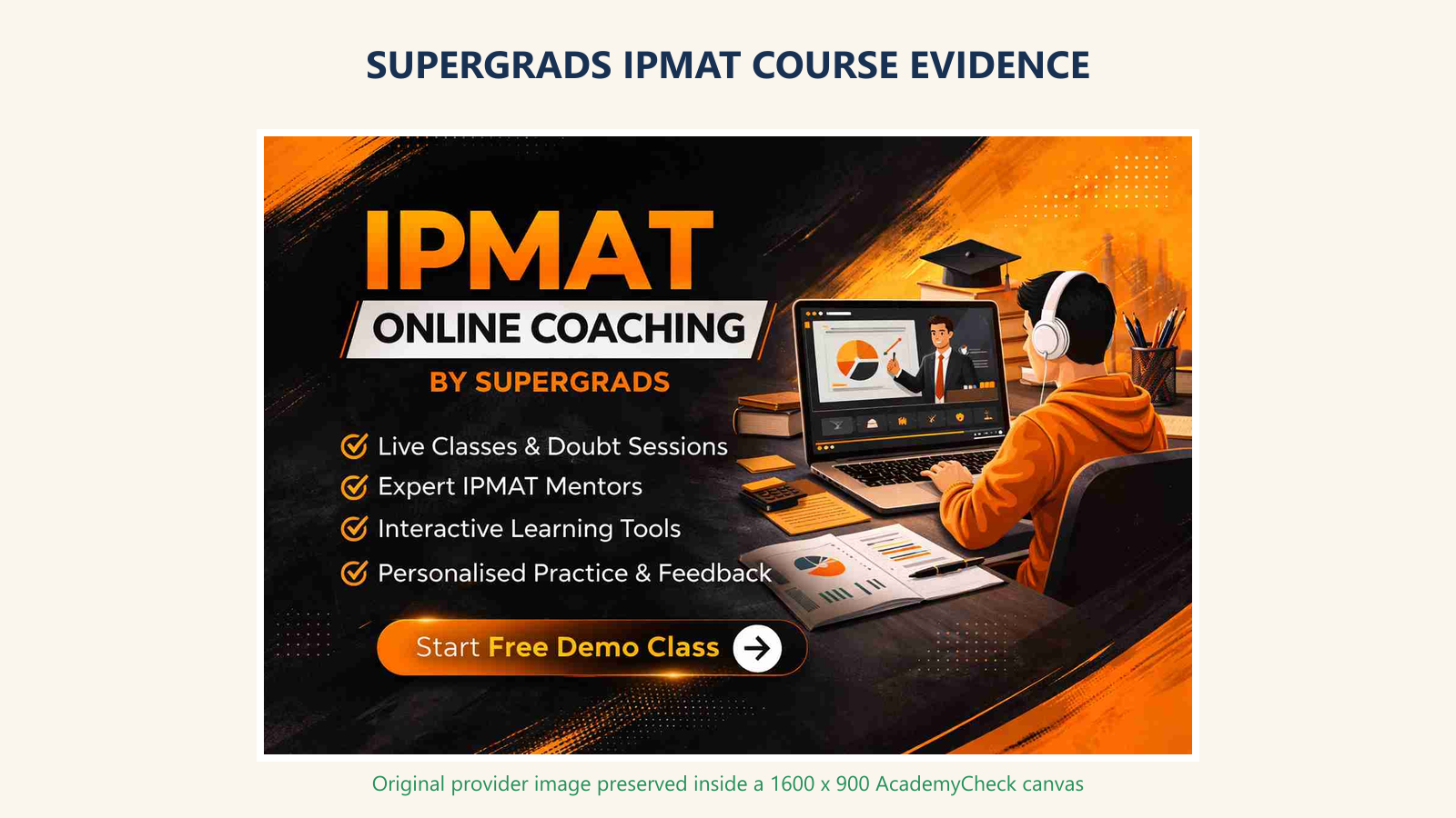 SuperGrads IPMAT online coaching course evidence