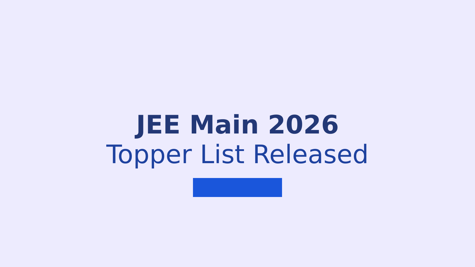 JEE Main 2026 Topper List: Complete Details of 100 Percentile Scorers