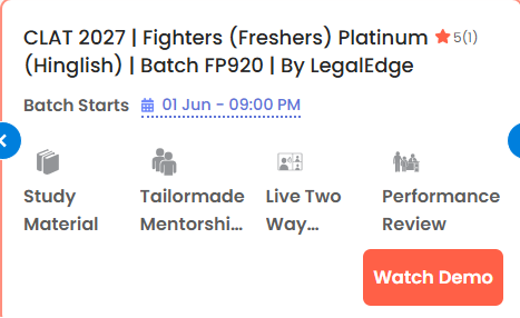 CLAT 2027 | Fighters (Freshers) Platinum (Hinglish) | Batch FP920 | By LegalEdge - offered by Judiciary Gold by Toprankers Jaipur 