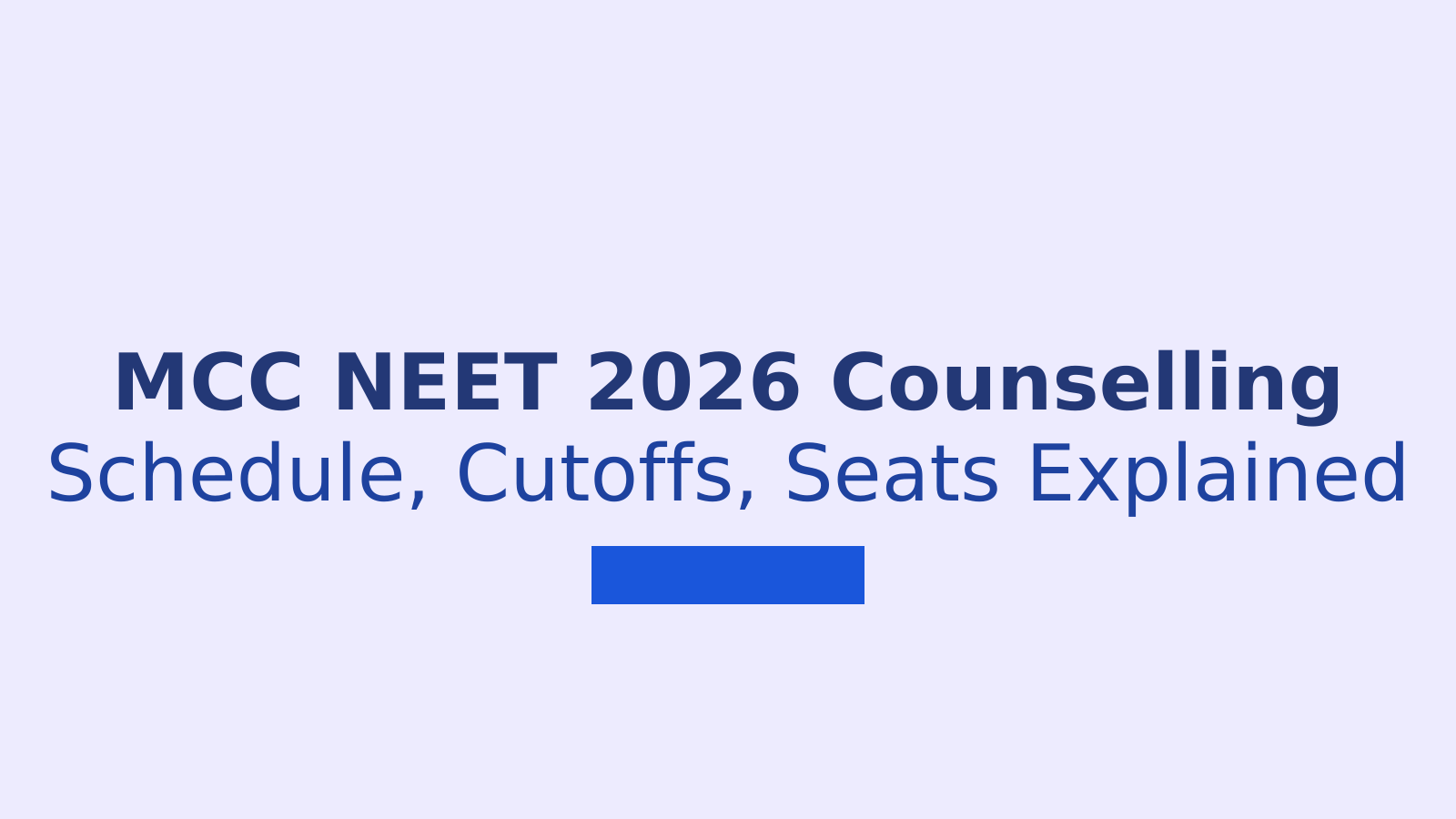 MCC NEET UG 2026 Counselling Schedule, Cutoffs and Seat Matrix