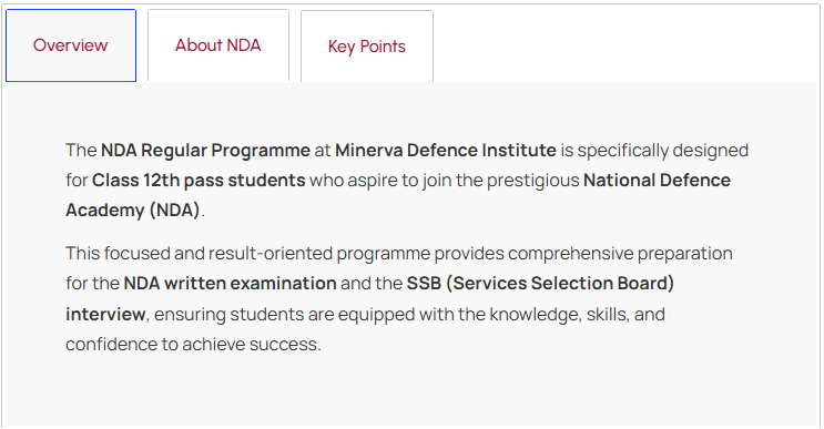NDA Foundation  - offered by Minerva Defence Institute Dehradun