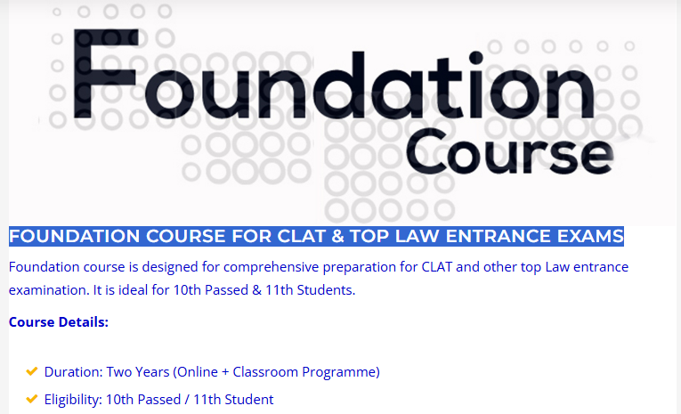 FOUNDATION COURSE FOR CLAT & TOP LAW ENTRANCE EXAMS - offered by National CLAT Academy Patna 