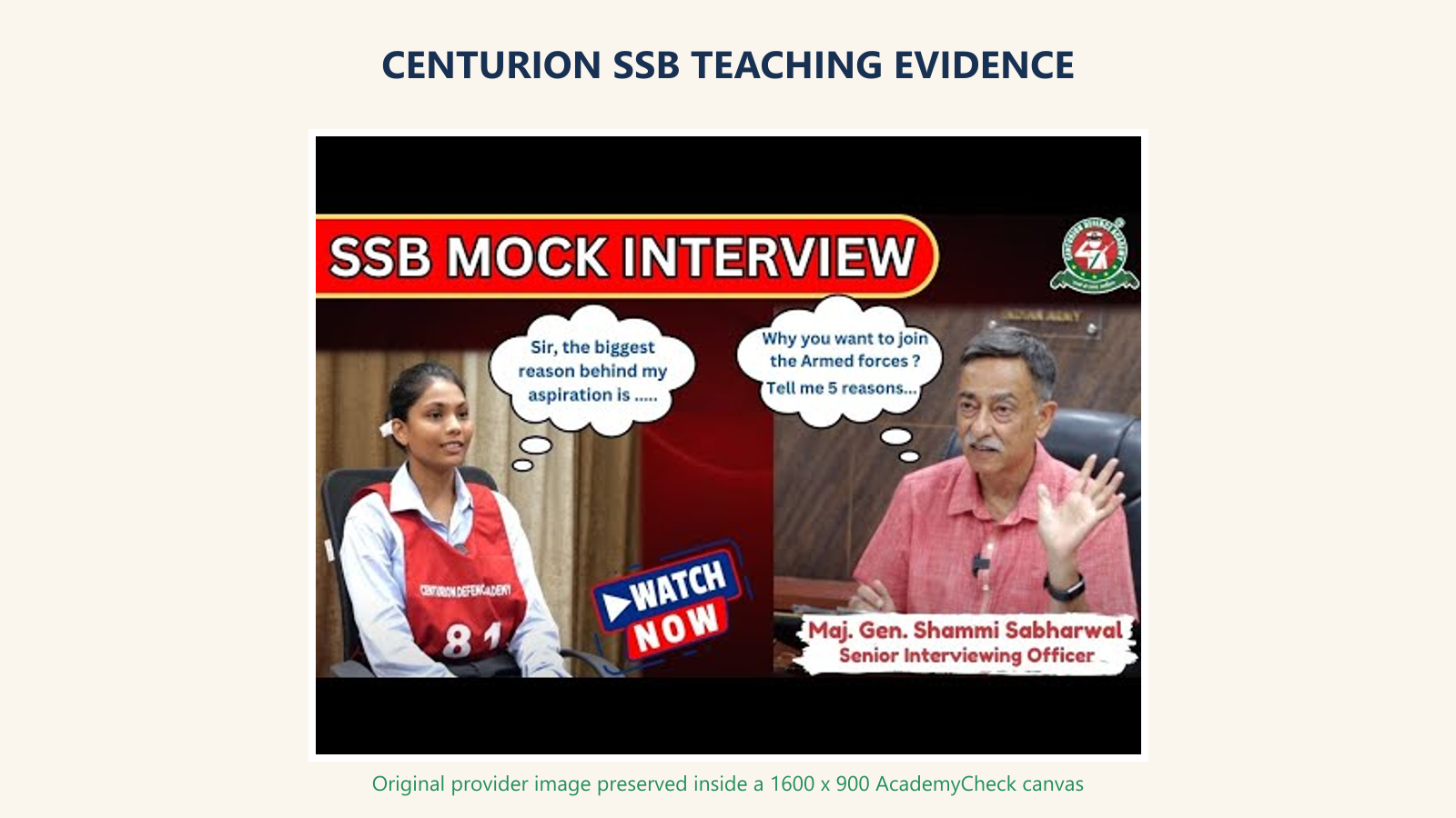 Centurion SSB mock-interview teaching sample