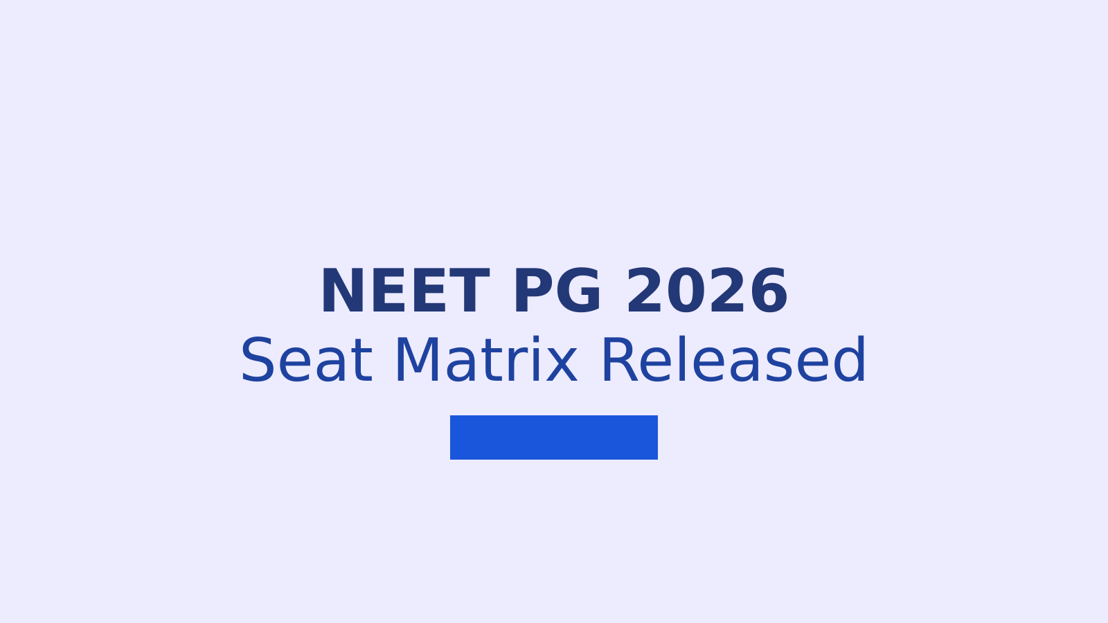 NEET PG Counselling 2026 Seat Matrix and PwD Assessment Schedule