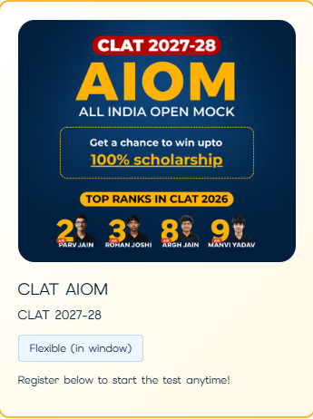 CLAT AIOM - All India Open Mock - offered by NLTI - National Law Training Institute Bangalore 