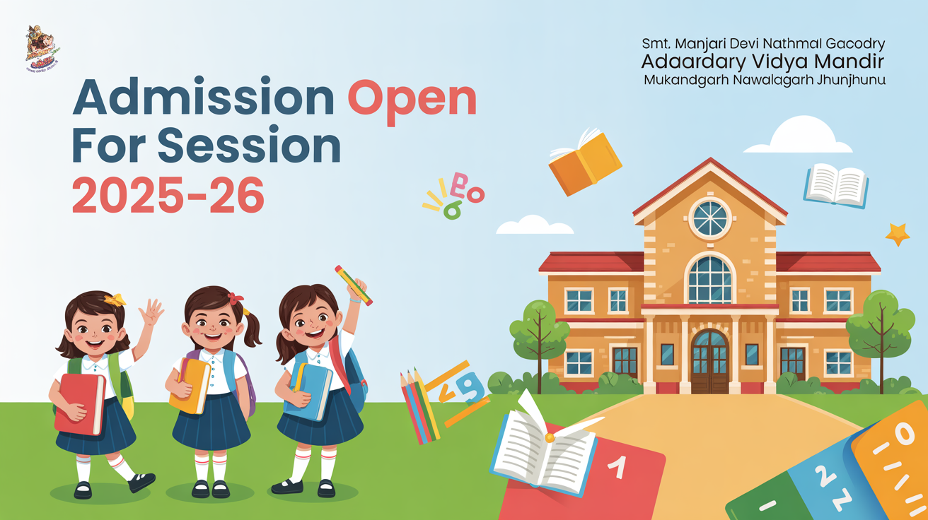 Smt. Manjari Devi Nathmal Gadodiya Secondary Adarsh Vidya Mandir Mukandgarh Nawalgarh Jhunjhunu Hero Slider - 1