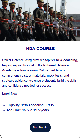 NDA COURSE - offered by Officer Defence Wing Chandigarh