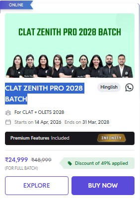 CLAT ZENITH PRO 2028 BATCH - offered by Physics Wallah CLAT Online Coaching