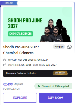 Shodh Pro June 2027 Chemical Sciences - offered by Physics Wallah NATA Online Coaching