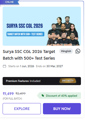 Surya SSC CGL 2026 Target Batch with 500+ Test Series - offered by Physics Wallah SSC Online Coaching