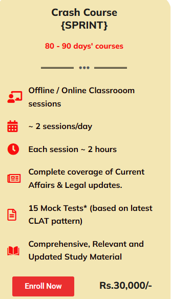CLAT CLASSROOM COACHING Crash Course {SPRINT} - offered by R.A.C.E. Bhopal