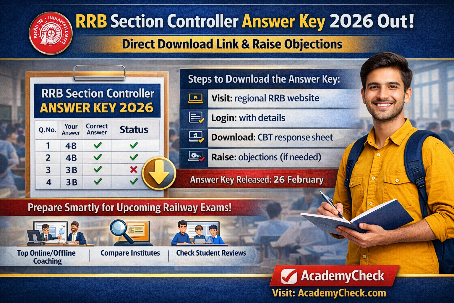 RRB Section Controller Answer Key 2026 Out – Direct Download Link, Raise Objection, CBT Response Sheet