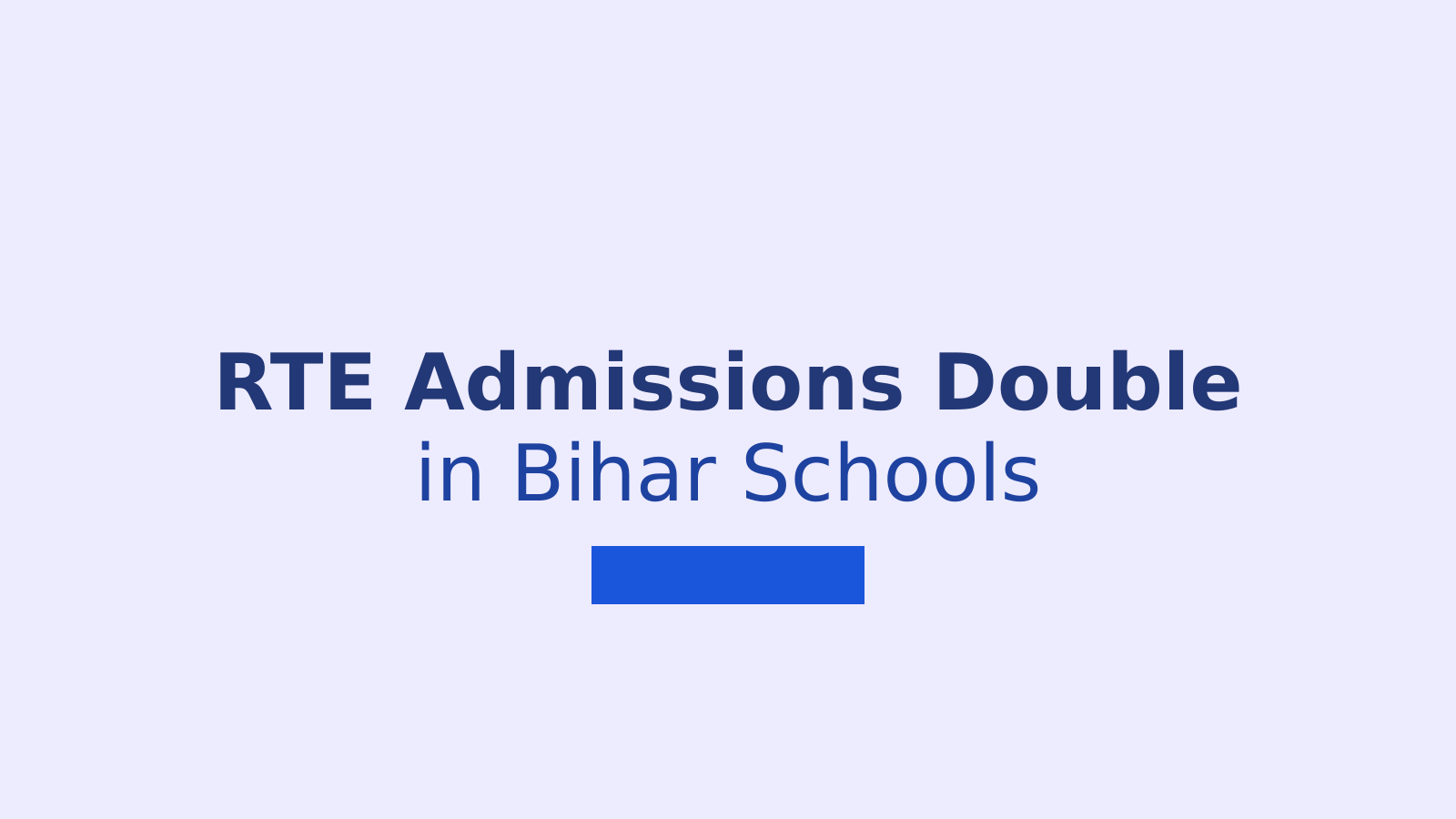 RTE Admissions in Bihar: Enrollment Doubles for Underprivileged Children in Private Schools