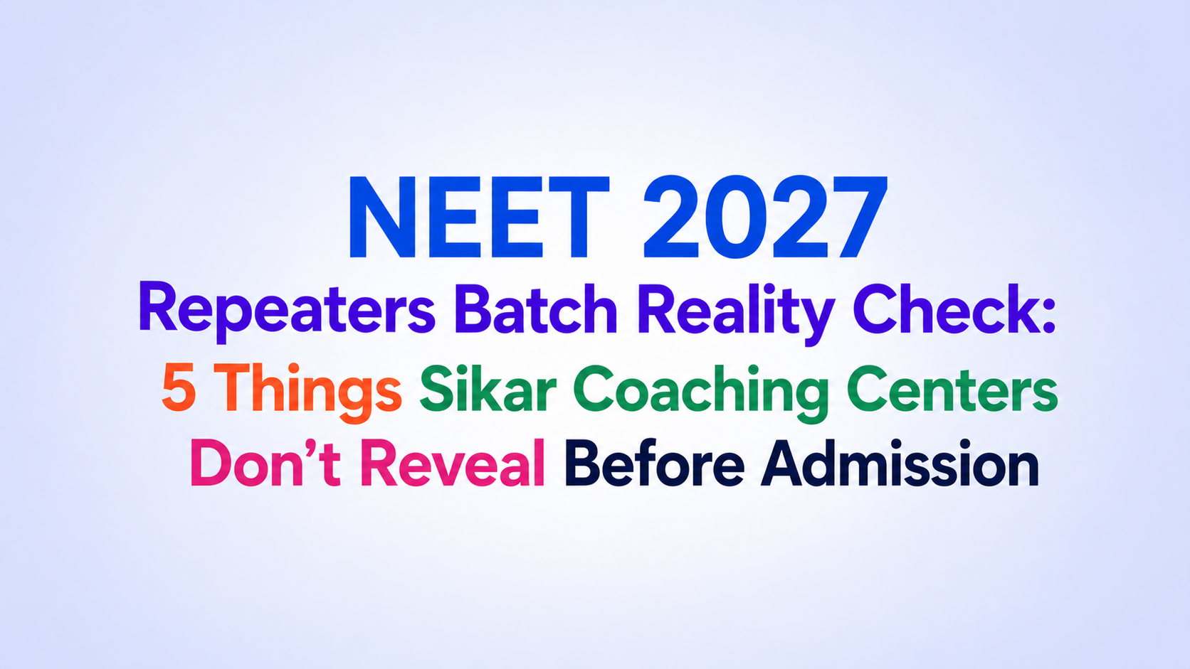 NEET Dropper Batch Sikar: 5 Realities Coaching Centers Hide