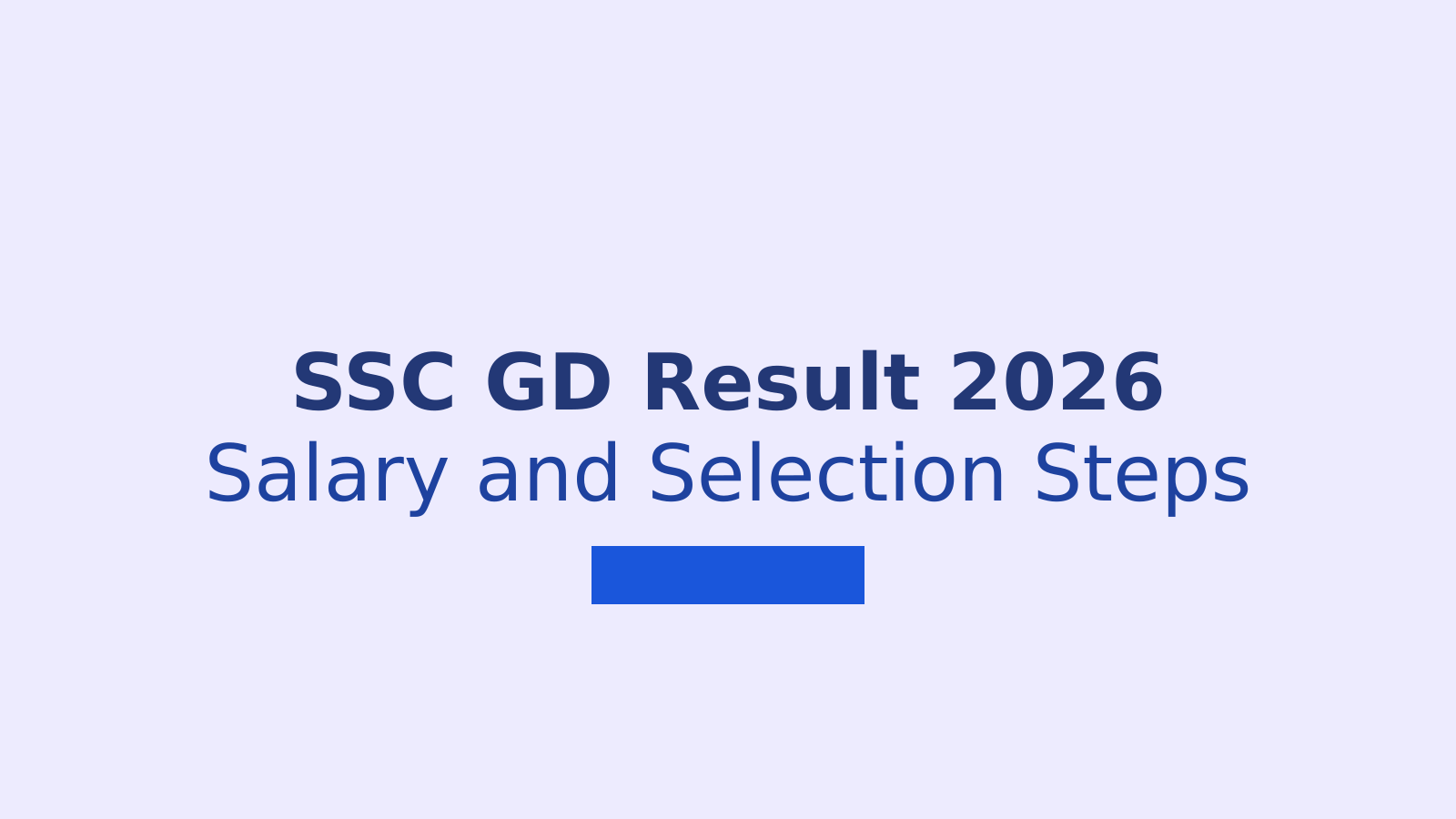 SSC GD Result 2026 and Salary: Check Dates, Pay and Selection Steps