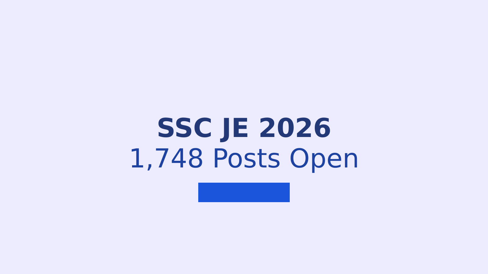 SSC JE 2026 Recruitment: 1,748 Posts, Dates and Eligibility