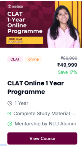 CLAT Online 1 Year Programme - offered by The Study Anchor Faridabad