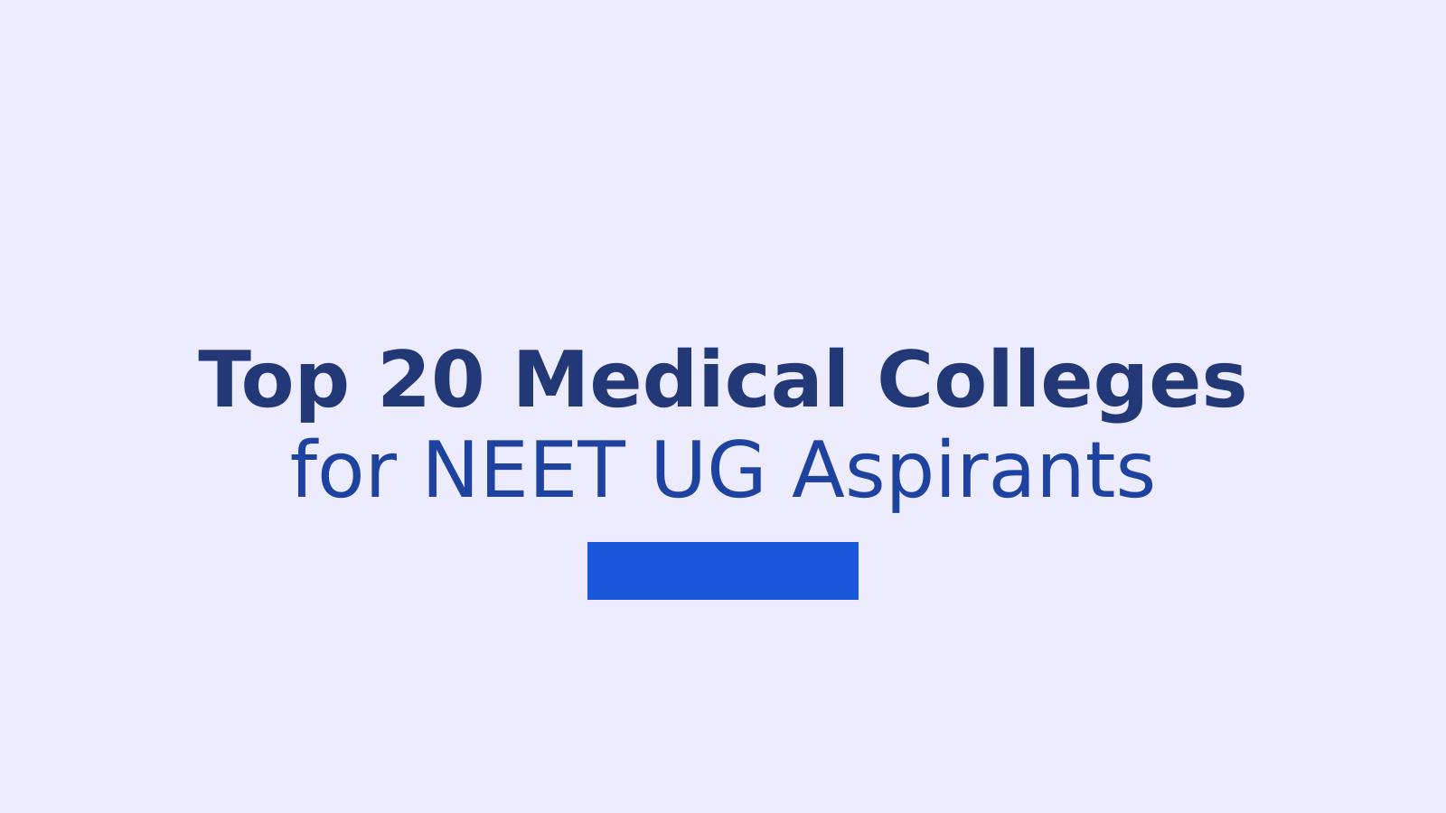 Top 20 Medical Colleges in India for NEET UG Aspirants