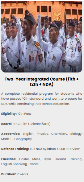Two-Year Integrated Course (11th + 12th + NDA) - offered by UDAAN NDA ACADEMY Pune 