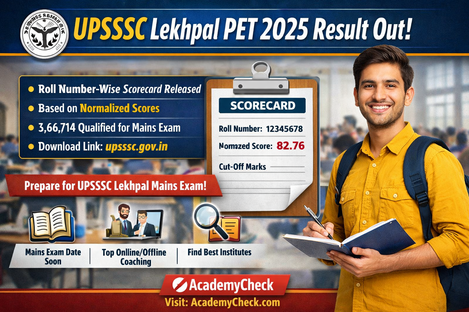 UPSSSC Lekhpal PET 2025 Result Out – Roll Number Wise Scorecard & Cut Off