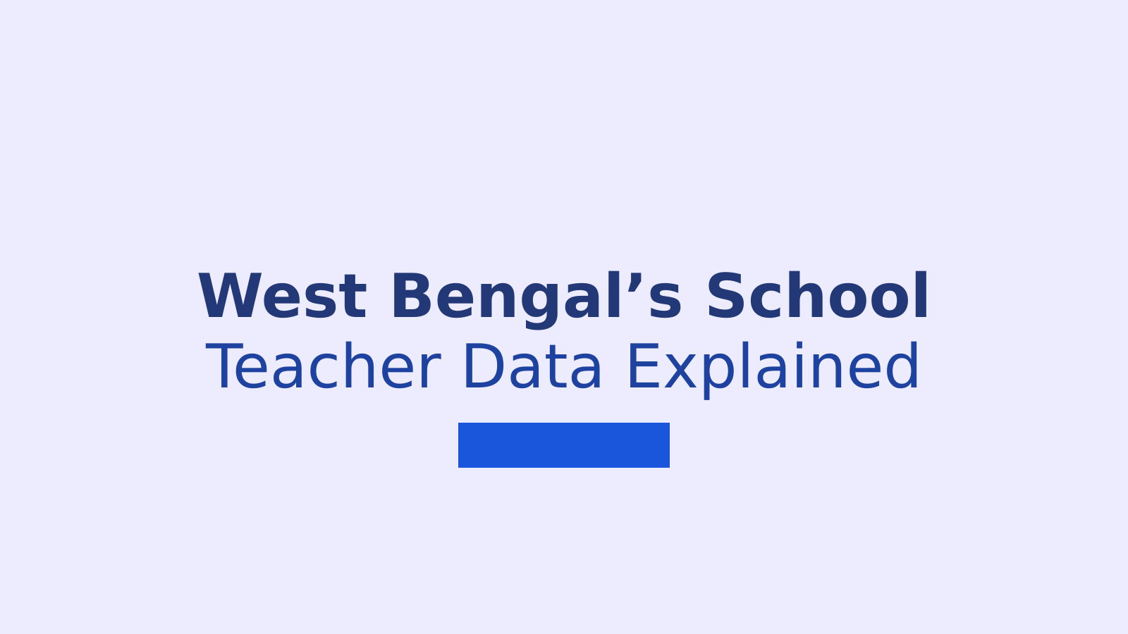 West Bengal School Data Shows Teacher Gaps and Empty Classrooms